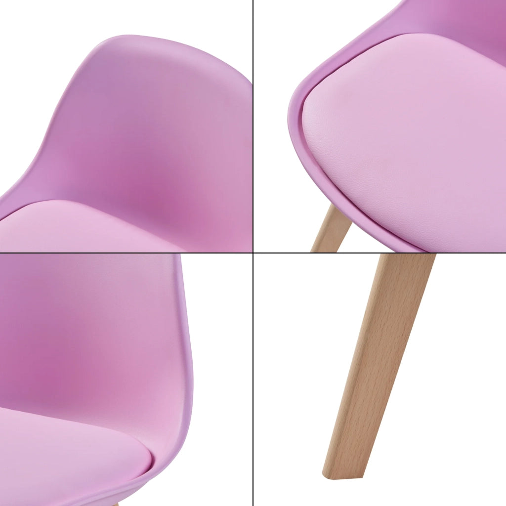 Set di 2 sedie per bambini rivestite in similpelle PU e plastica color faggio rosa 03_0010575