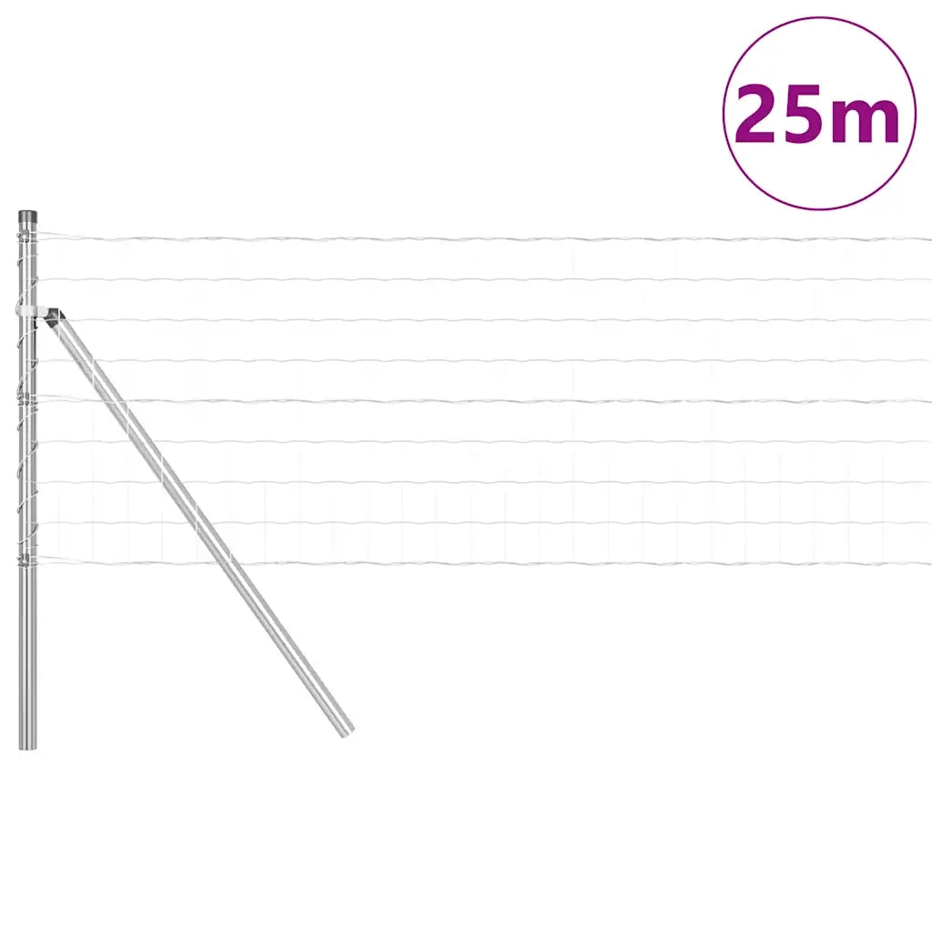 Recinzione con Posto Argento 0,8 x 25 m Acciaio e PVC