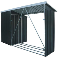 Legnaia da Giardino 272x100x160 cm in Metallo Antracite e Bianco