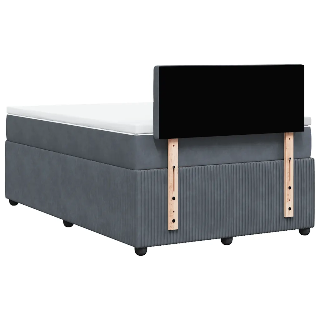 Giroletto a Molle con Materasso Grigio Scuro 120x190 cm Velluto 3287699