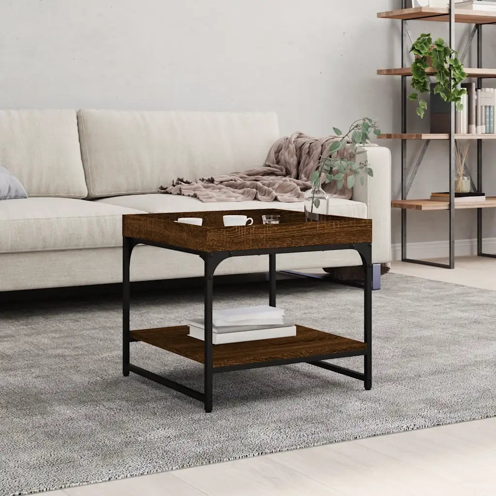 Tavolino Salotto-Tavolino da soggiorno-Tavolo Rovere Marrone 49,5x49,5x45 Legno Multistrato