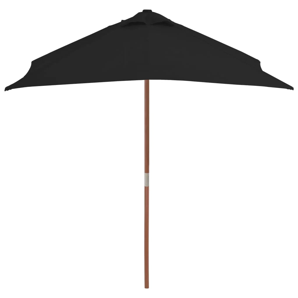 Ombrellone da esterno con palo in legno 150 x 200 cm nero 02_0008257