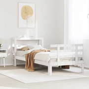 Giroletto con Testiera Bianco 75x190 cm Legno Massello di Pino 3306097