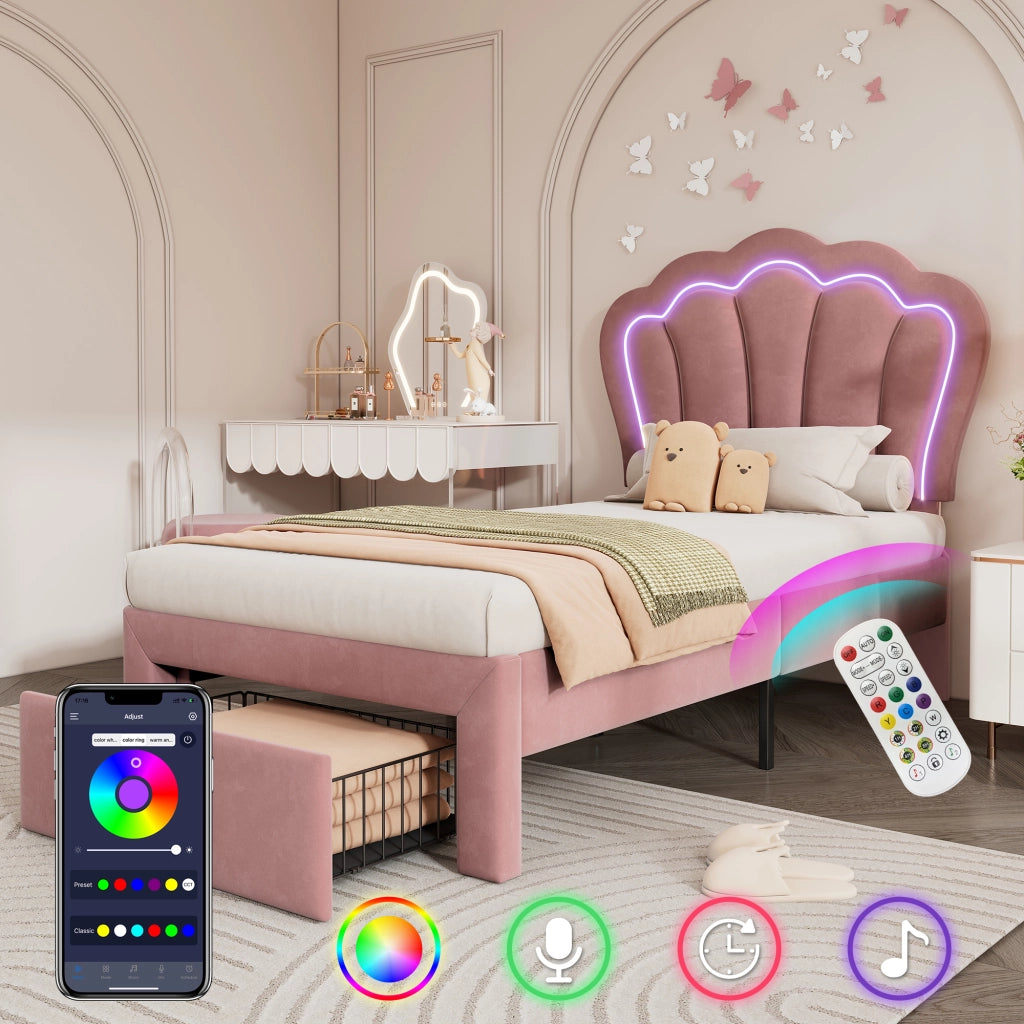 letto imbottito velluto rosa 90 x 200 cm