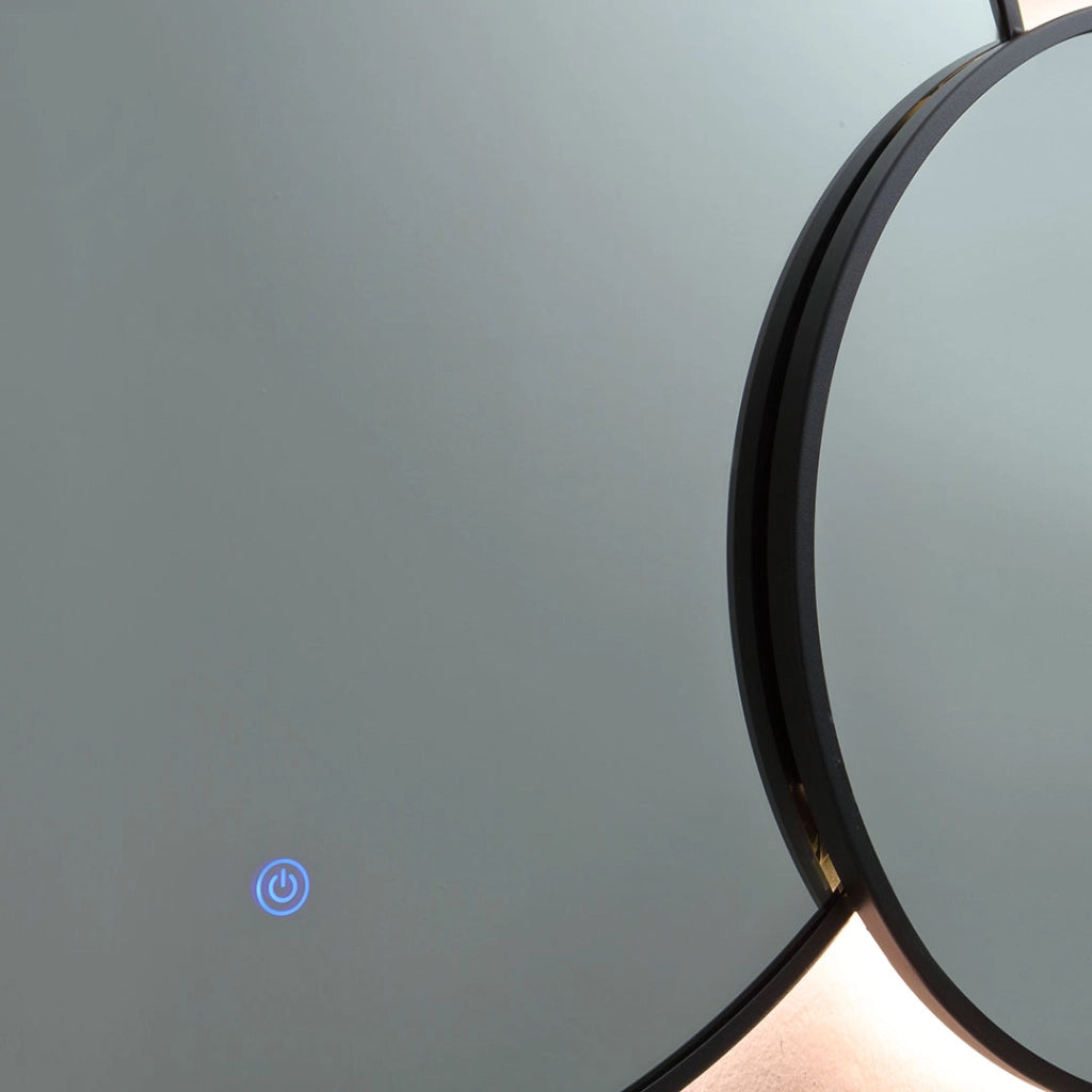 Specchio rotondo con bordo nero e led