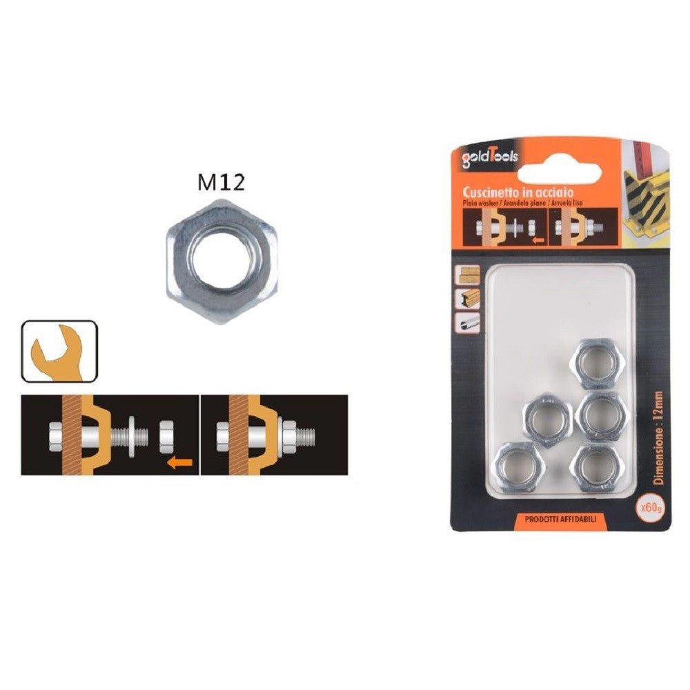 Trade Shop - Set Confezione 60gr. Dado Dadi Esagonali Bulloni Dimensione M12 Filettati 90855 -