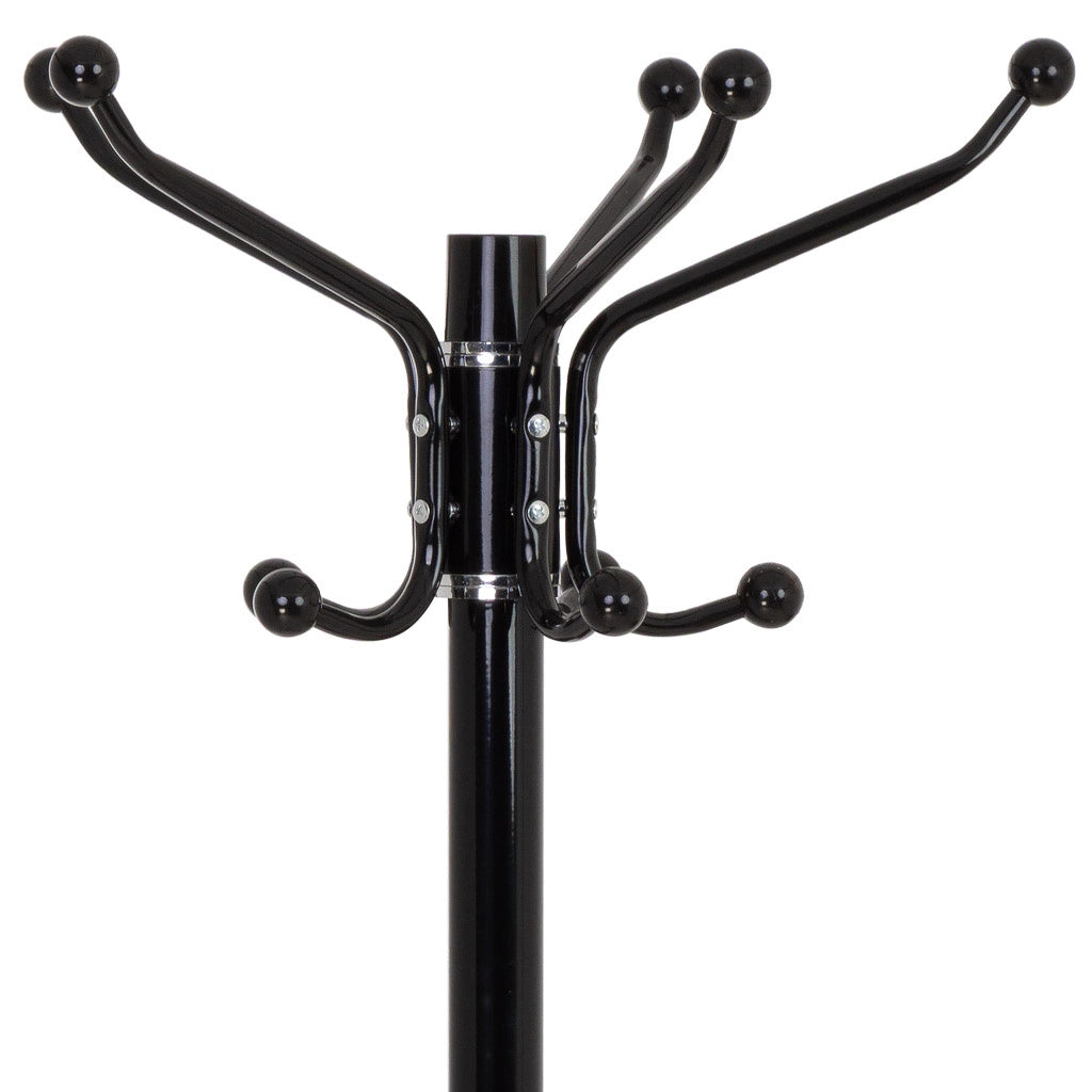 Perchero de metal negro con paraguero y 5 ganchos D36X172h cm