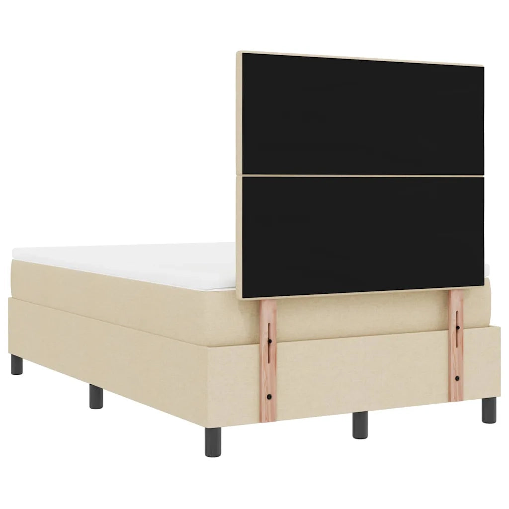 Letto a molle con materasso Crema 120 x 190 cm Tessuto