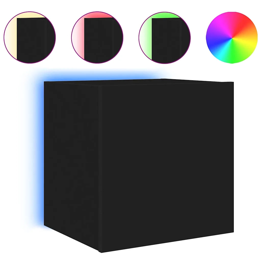 Mobile TV a Parete con Luci LED Nero 40,5x35x40 cm 837248