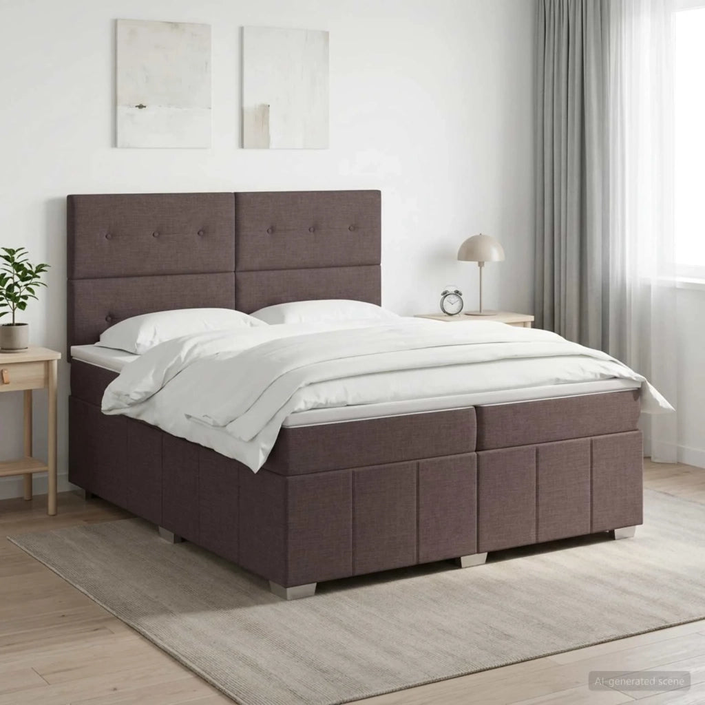 Letto box spring con materasso Marrone Scuro 200 x 200 cm 3454221