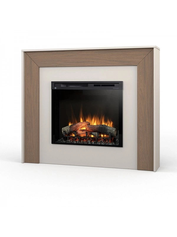 ZUNI - Camino Elettrico Riscaldante Da Pavimento Autoportante a LED - 28" - 130,2 x 110 x 27,5  - Cashmere - Rovere