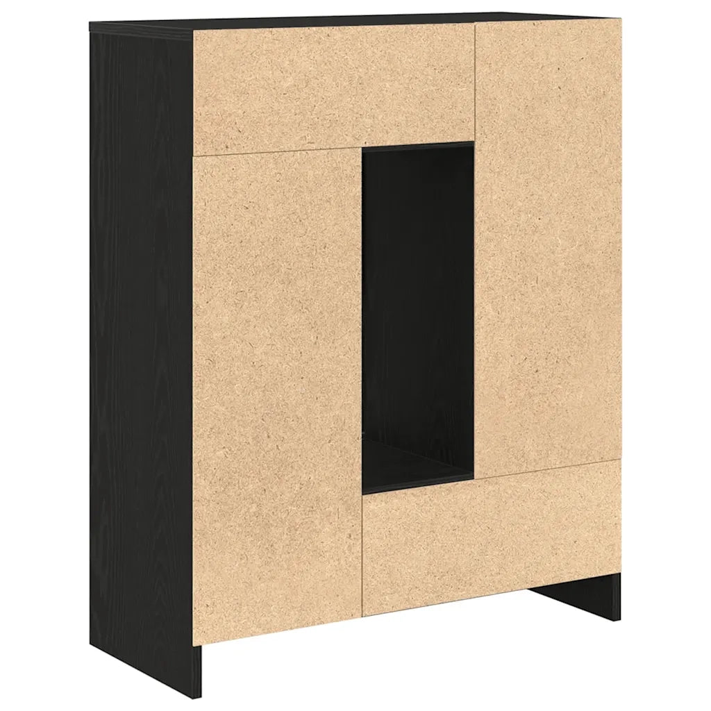 Credenza con Cassetti e Ante-Buffet-Armadio da cucina Rovere Nero 73x31x90 cm