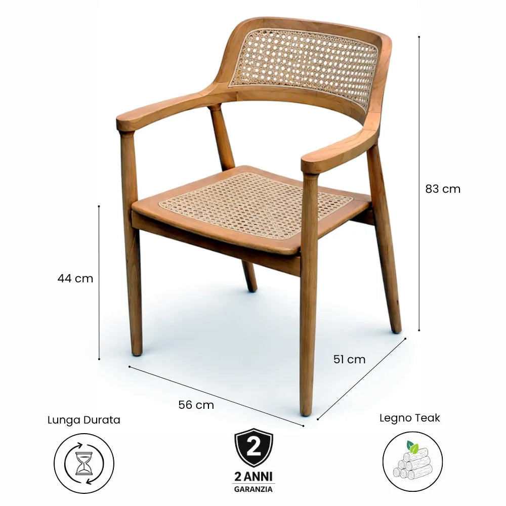 Set 2 Sedie da Giardino in Legno Teak -Malacca
