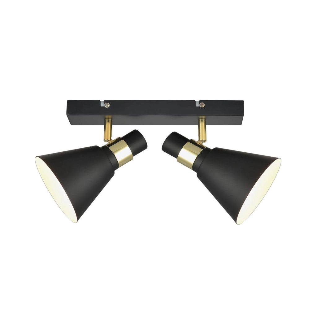 Plafoniera/Applique Italux Biagio industriale nera 2xE14