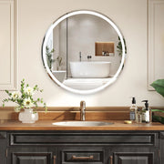 Specchio Rotondo LED con Luce da 80 cm, Specchio da Bagno da Parete con Luminosità Regolabile, Touch Intelligente, Funzione Memoria e Design Anti-Appannamento, per Ingresso (80 cm x 2,8 cm)