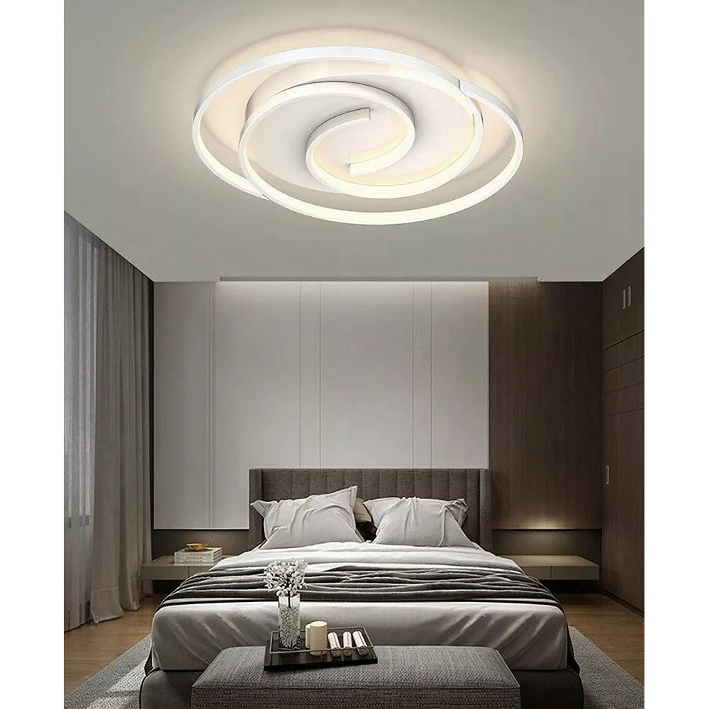 Trade Shop - Plafoniera Led 45w Cerchio Spirale Vortice Bianco Lampadario Soffitto Luce 4000k 70593 -
