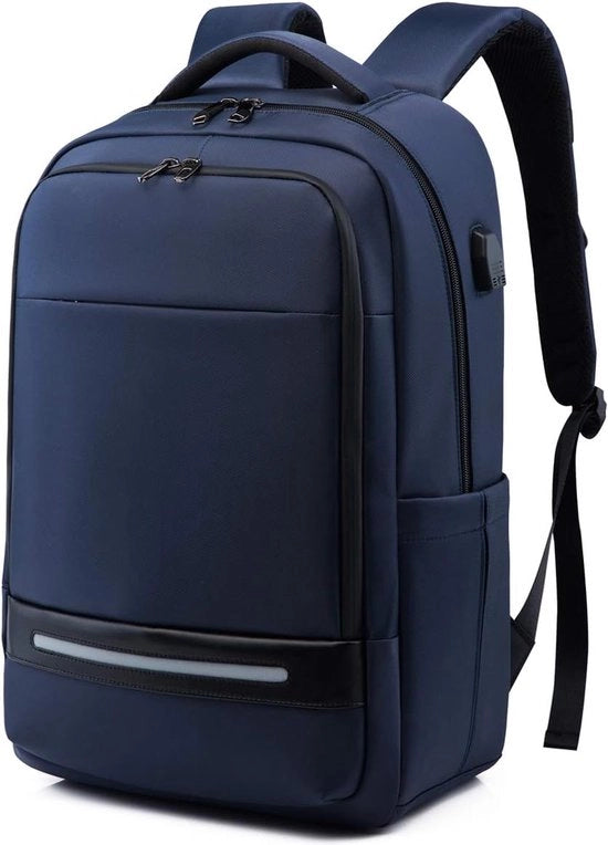 Zaino da 17 Pollici Impermeabile per Viaggi di Lavoro con Porta USB per Ricarica, Tasca Antifurto per Studenti e Uffici, Blu