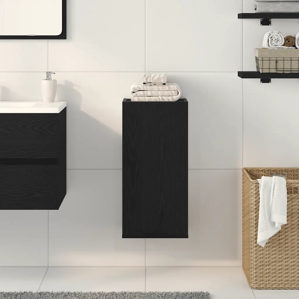 Mobiletto da parete in rovere nero 32x20x67 cm in legno ingegnerizzato 862095