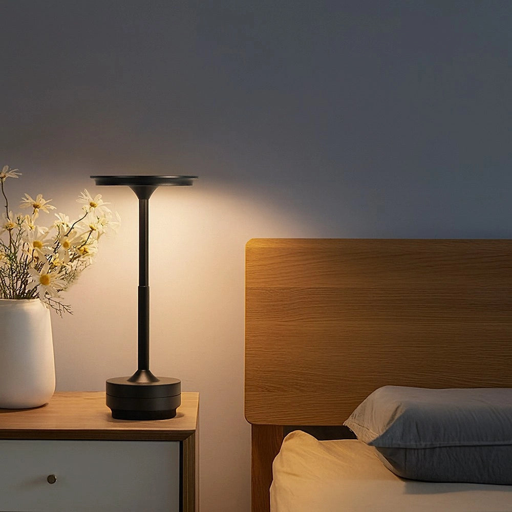 Trade Shop - Lampada Da Tavolo Moderna 3w Lume Ricaricabile Touch Dimmerabile Tecnologia Cct D38-3c - Nero
