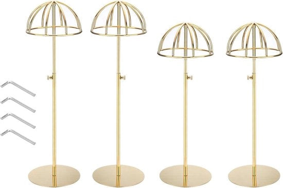 Supporto per cappelli in acciaio inossidabile, altezza regolabile 30,5-61 cm, set da 4 pezzi.