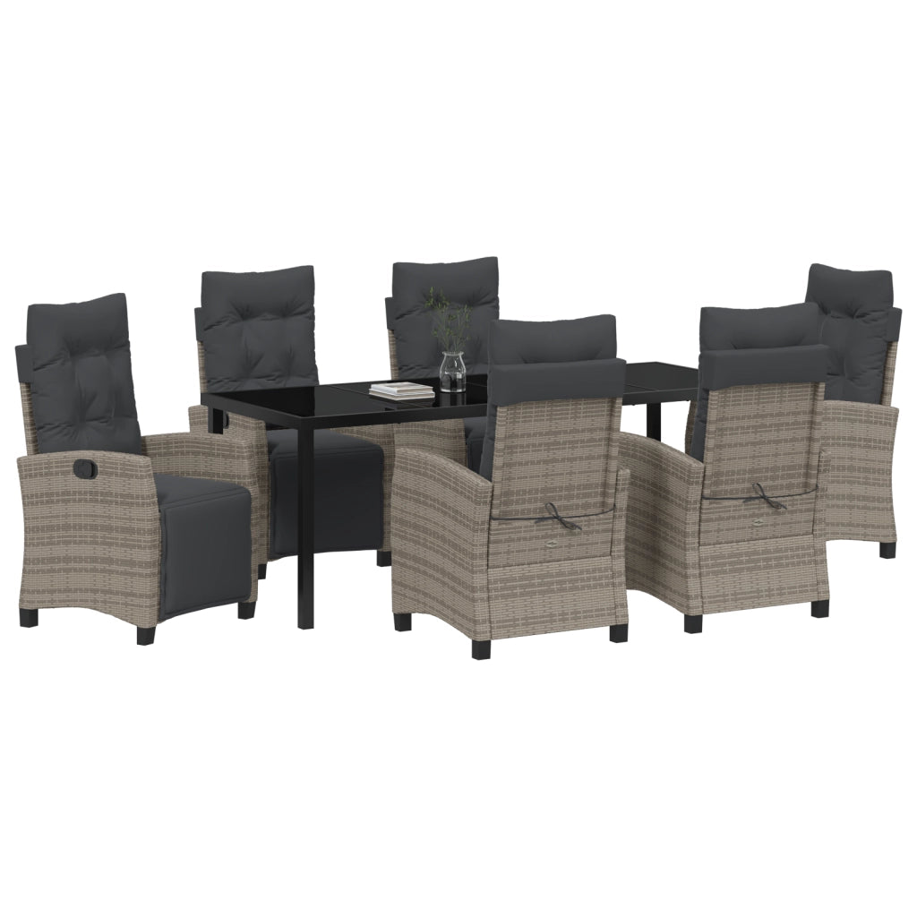 Set di Mobili da Giardino 7 Pezzi Grigio in Rattan Polimerico