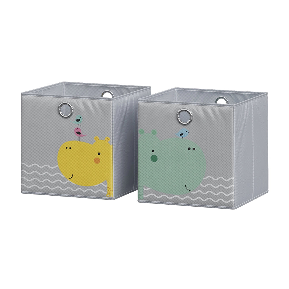 Vicco Scatola pieghevole Grigio (orso e ippopotamo) 30 x 30 cm (motivo orso e ippopotamo)