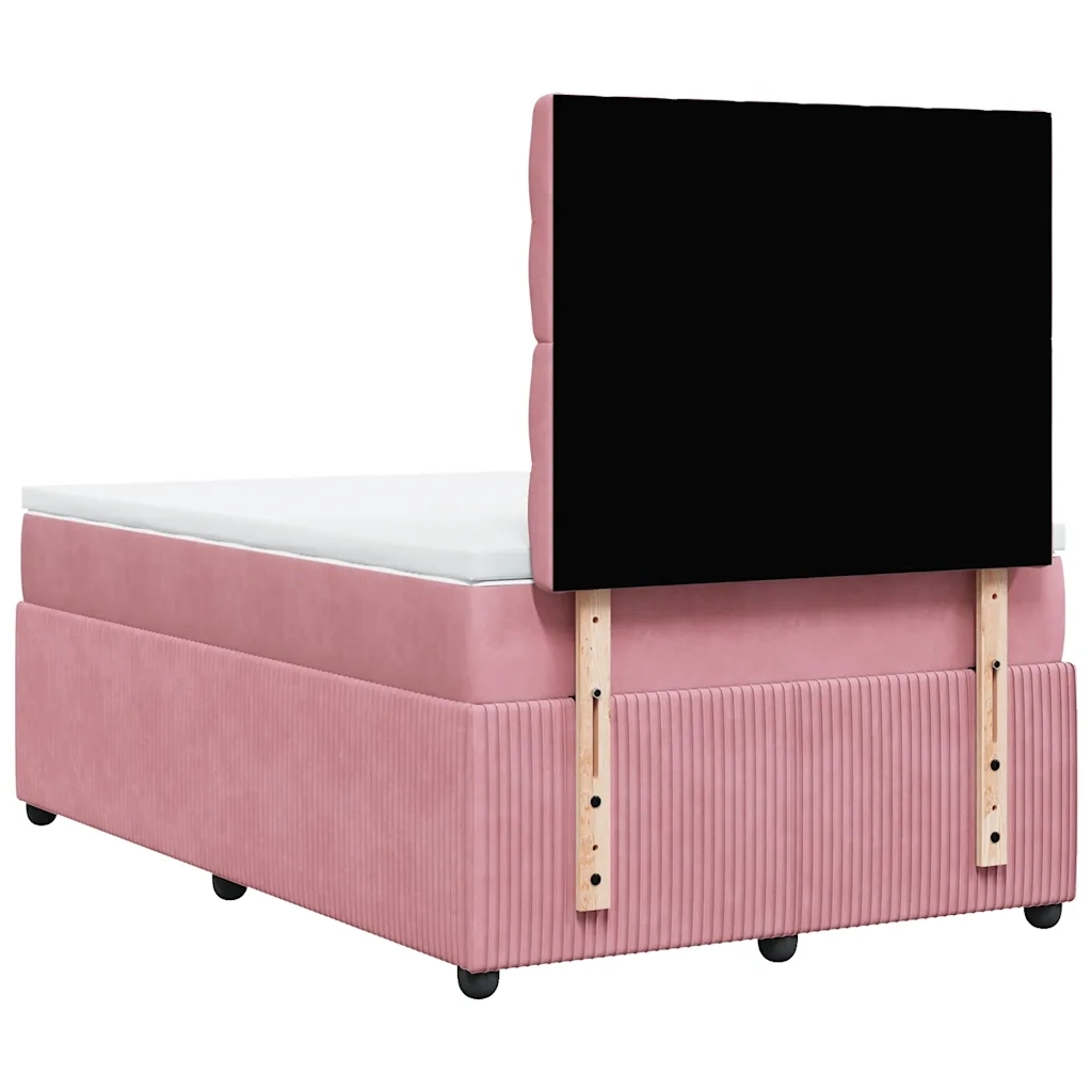 Giroletto a Molle con Materasso Rosa 120x190 cm in Velluto