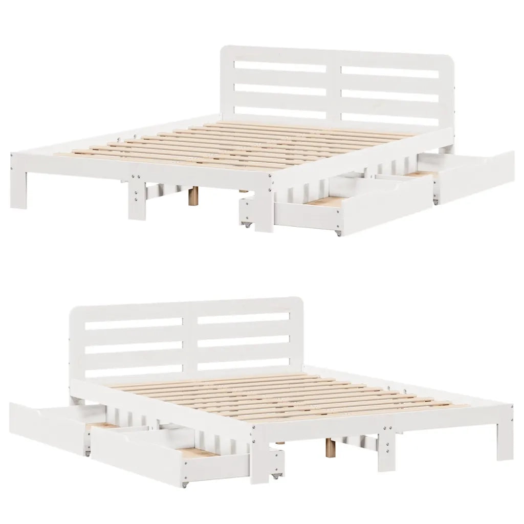 Letto matrimoniale | Letto per adulti | Letto senza Materasso Bianco 135x190 cm Legno Massello di Pino