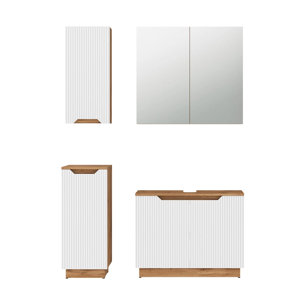 Vicco Set di mobili da bagno Rovere/bianco a strisce 4 parti