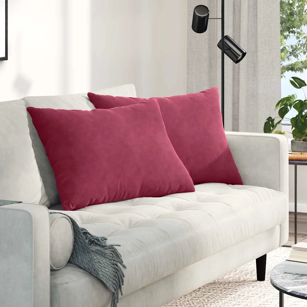 Cuscini da Divano 2 pcs Rosso Vino 70 x 50 cm Tessuto in Cords
