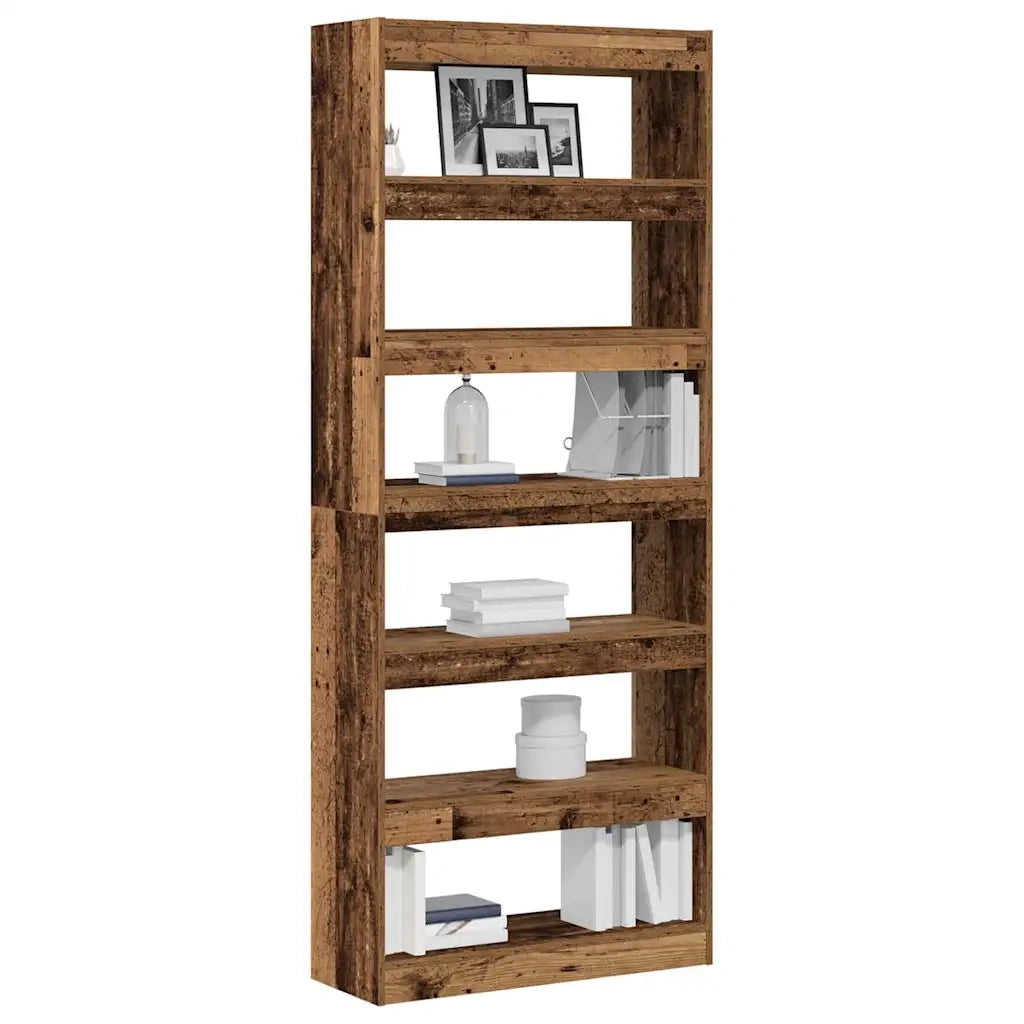 Armadio per Libri 6 livelli 80 x 30 x 198 cm Legno vecchio 3333921