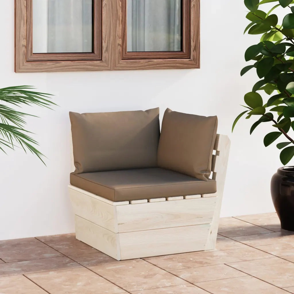 Divano Angolare da Giardino su Pallet e Cuscini-Sofa da Giardino-Divanetto da esterno Legno di Abete 417025