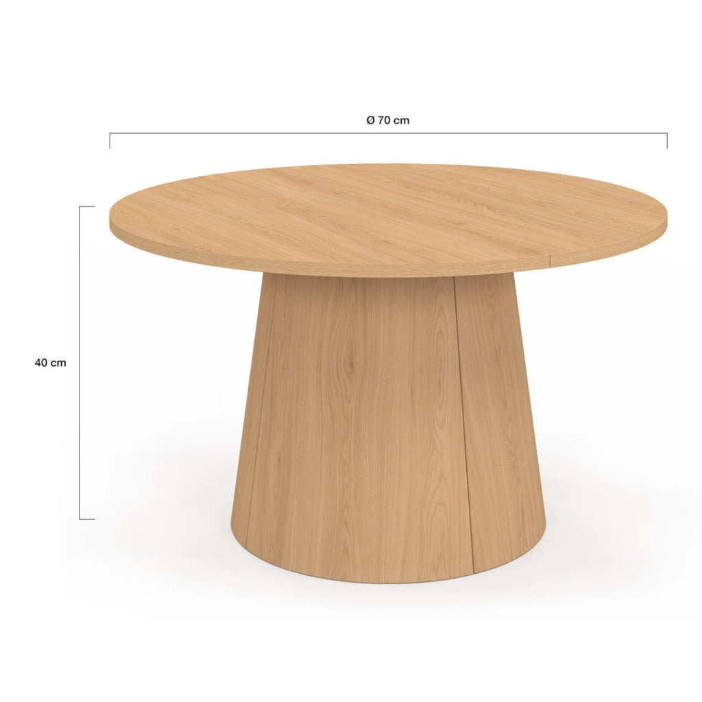 IDMarket - Tavolino rotondo ANGELE da 70 cm con gamba centrale in legno effetto faggio