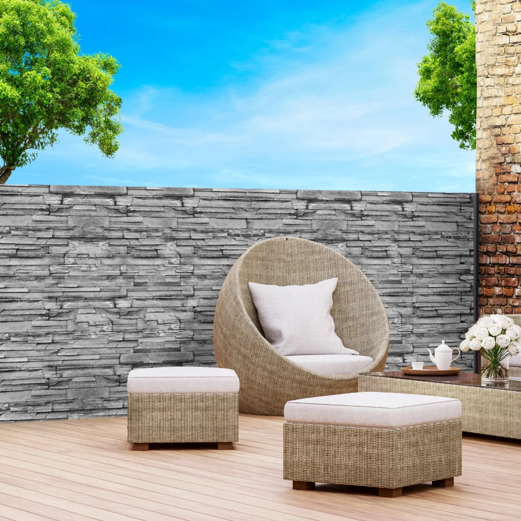 IDMarket - Schermo oscurante 1,8 x 10 M con motivo pietra grigia 160 gr/m²