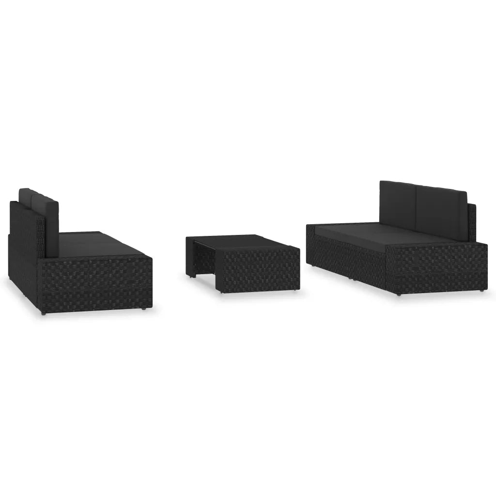 Set Divani da Giardino 5 pz in Polyrattan Nero 3054575
