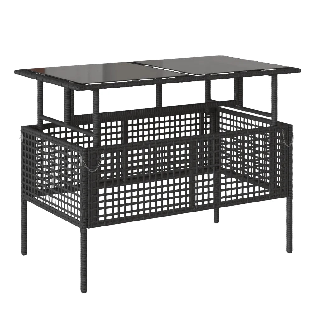 Salotto da Giardino-Set Divani da Giardino 4 pz con Cuscini Nero Polyrattan Vetro