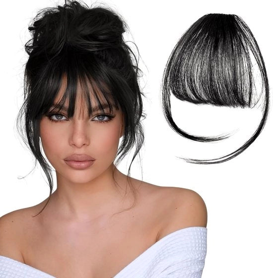 Estensione di capelli clip-in per coda di cavallo - Spilla invisibile per capelli - Colore nero - Fibra a alta temperatura - Utilizzo duraturo - Lunghezza regolabile - Estensioni di capelli