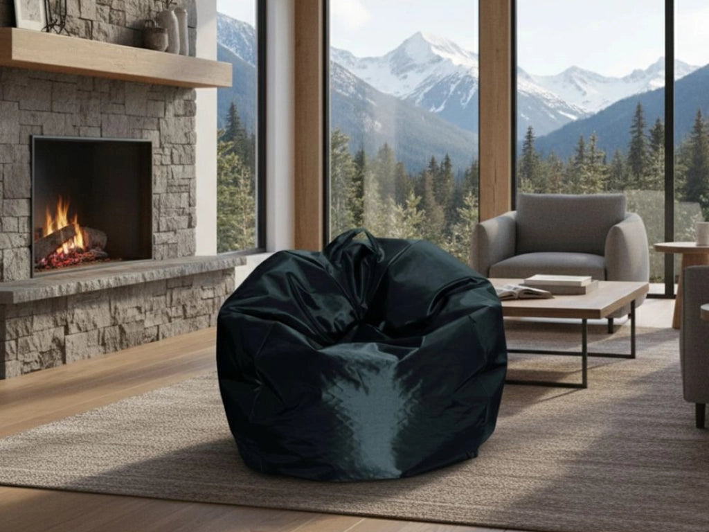 Pouf a sacco Ascia, colore nero, Misure 65 x 50 x 65 cm