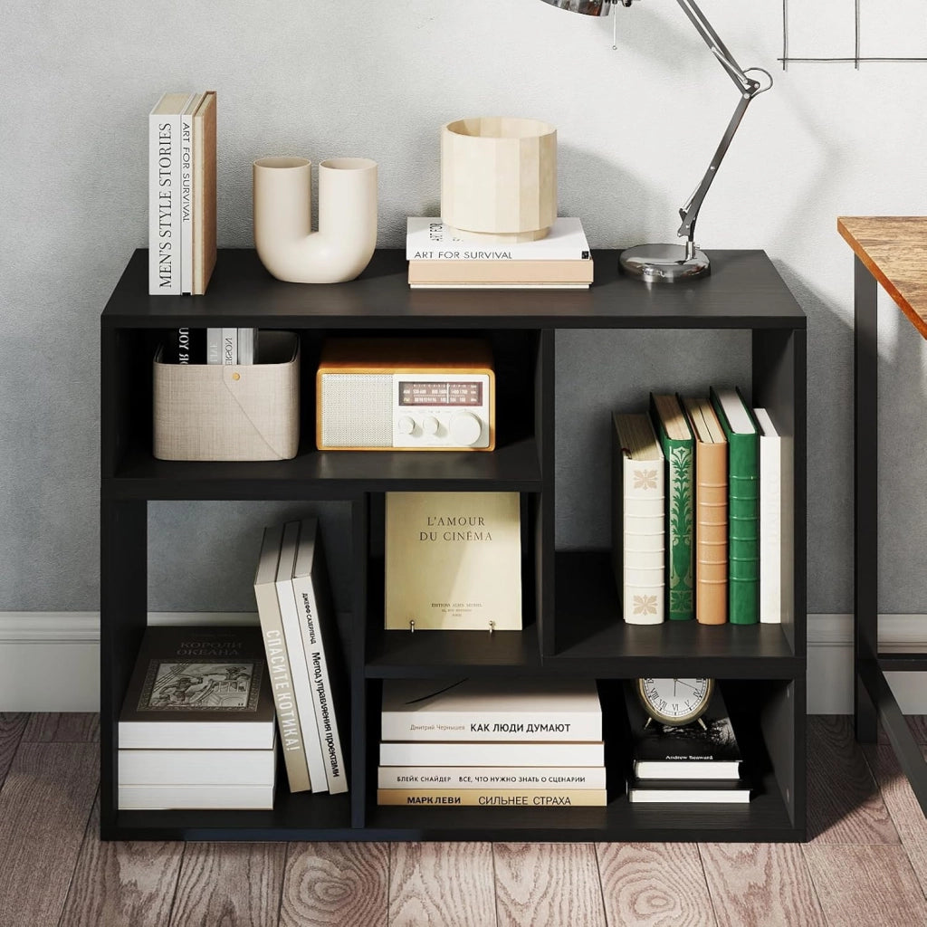 Mobile per TV, combinabile, in legno, 2 pezzi, per TV fino a 60 pollici, scaffale angolare multifunzionale, colore nero