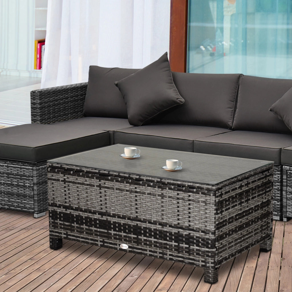 Tavolino da giardino ¨C zephmum ¨C Polyrattan grigio 85x50x39 cm