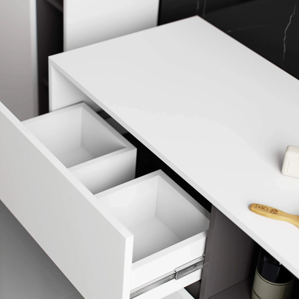 Mobile bagno sospeso senza lavabo VAMI Bianco, Grigio Grafite 90 cm 2 cassetti 90x45,5x60 cm