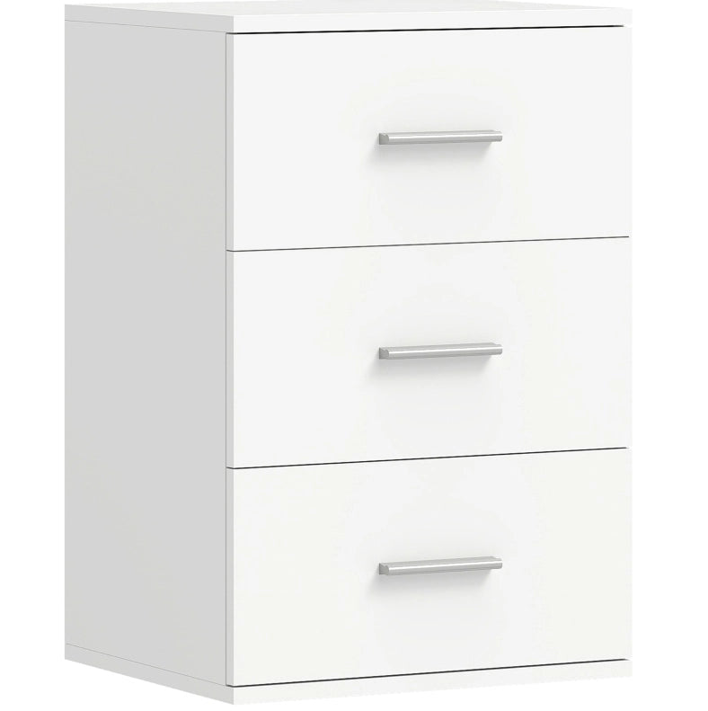 Comodino bianco 40 x 35 x 60 cm – 3 cassetti, salvaspazio