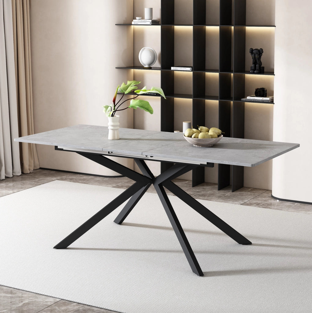 Tavolo da pranzo allungabile in MDF nero e grigio