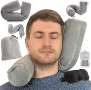Cuscino di Supporto per il Collo Adattabile Cuscino da Viaggio con Zip con Funzione Multifunzionale per Casa Aerei Treni Auto Letto Ufficio (Grigio)