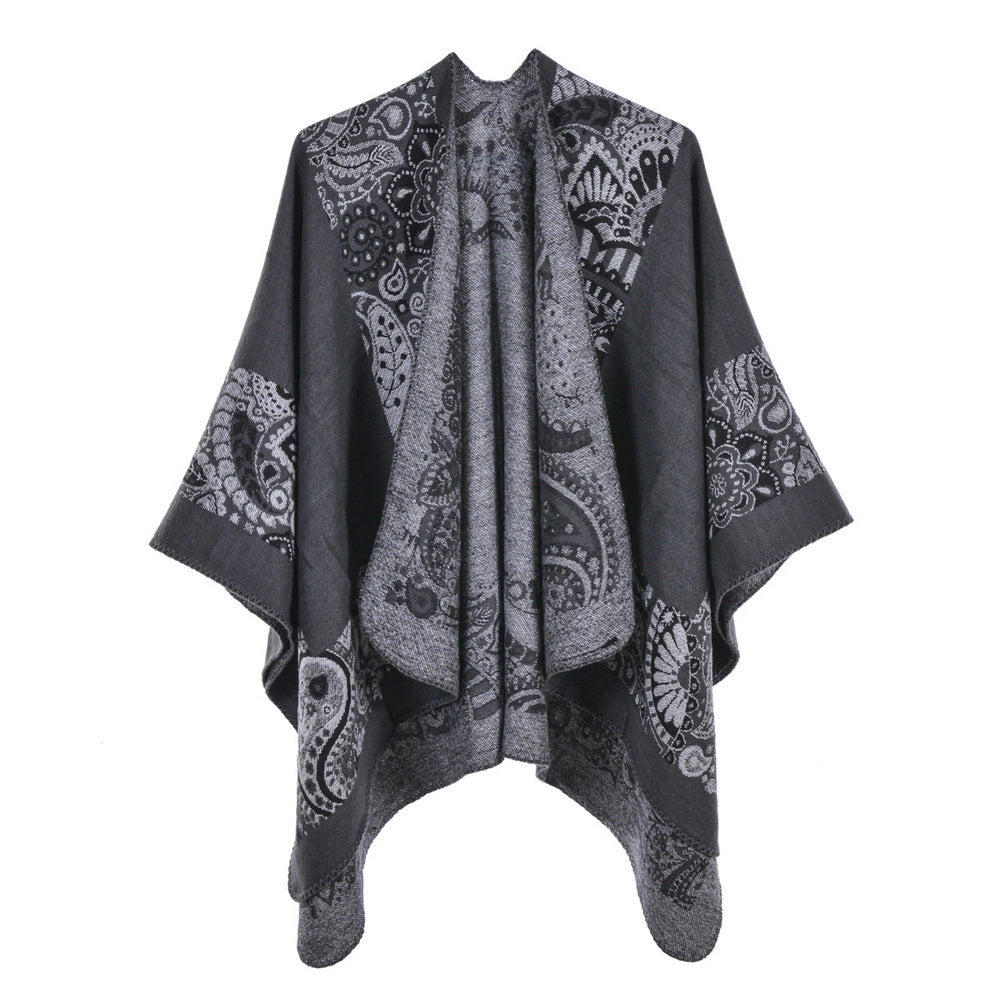 Sciarpa da donna, scialle, in cashmere, spesso, caldo, reversibile, mantellina divisa
