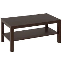 Tavolino da Salotto Rettangolare Classico con Ripiano Portaoggetti in Legno 90×45×44.5cm