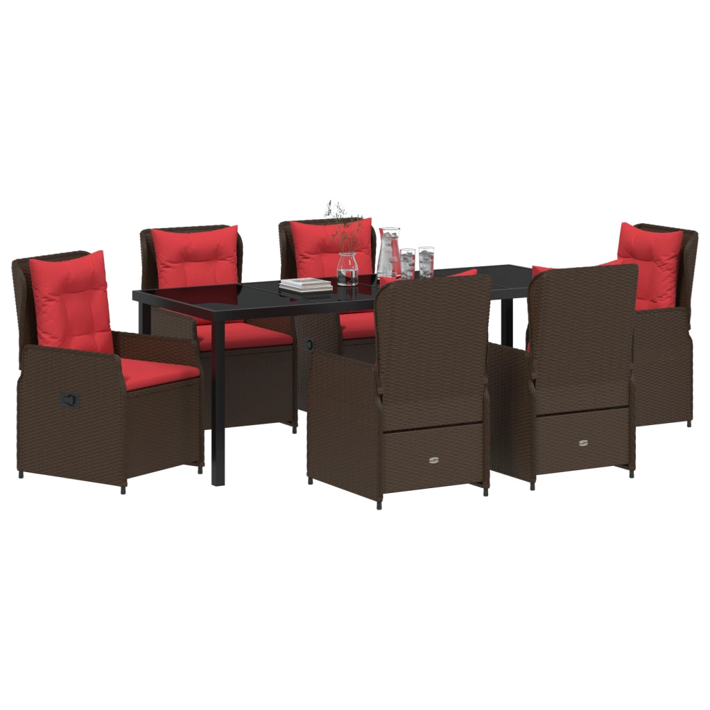 Set da Pranzo da Giardino da 7 Pezzi Beige in Polyrattan