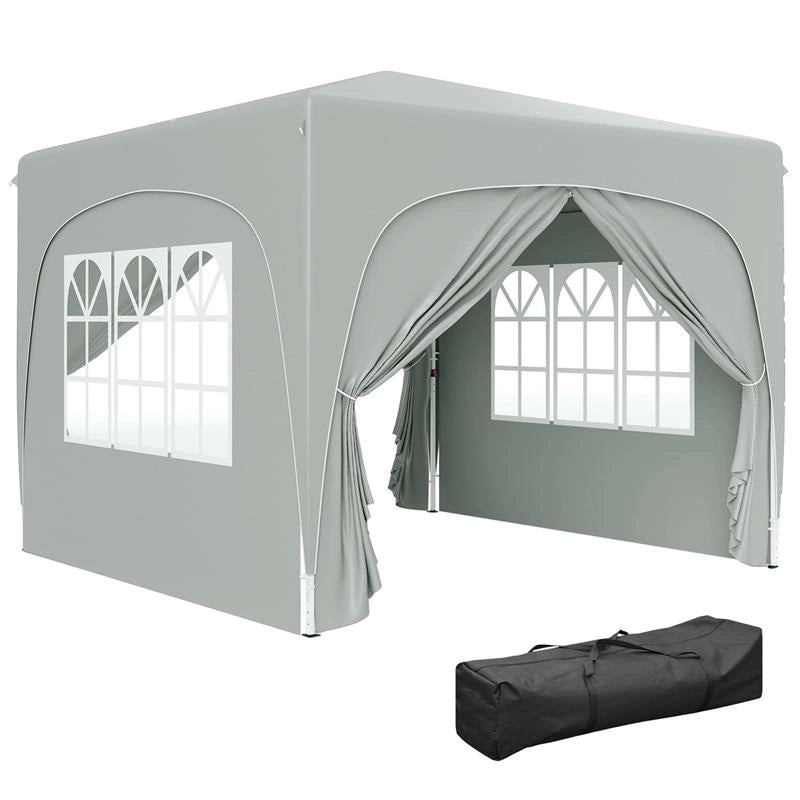 GAZEBO DA GIARDINO 3X3M PIEGHEVOLE CON ALTEZZA REGOLABILE, PROTEZIONE UPF50+ E BORSA GRIGIO CHIARO