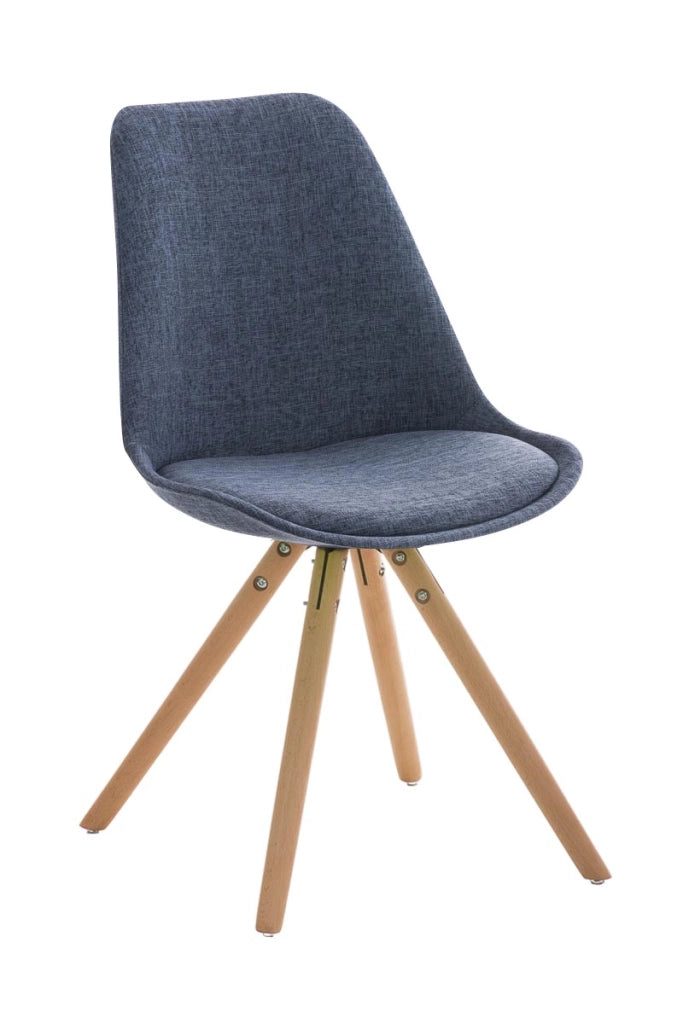 Sedia Pegleg in tessuto gambe tonde blu,natura