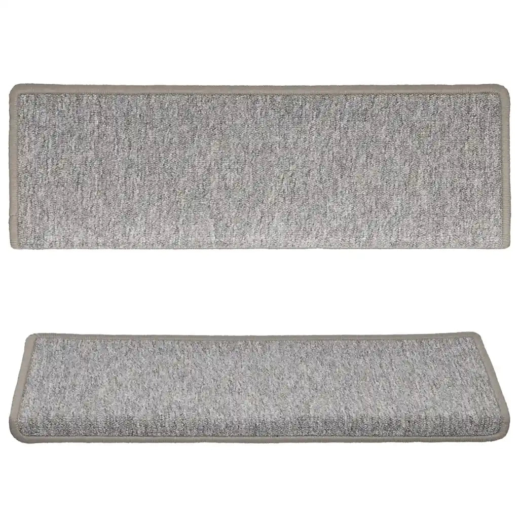 Tappetini per scale 15 pz 65x21x4 cm Grigio chiaro Bordo rettangolare 134570